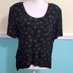 Molly Malloy Evening Vintage Black Rainbow Sparkly Party Event Flowy Top 12